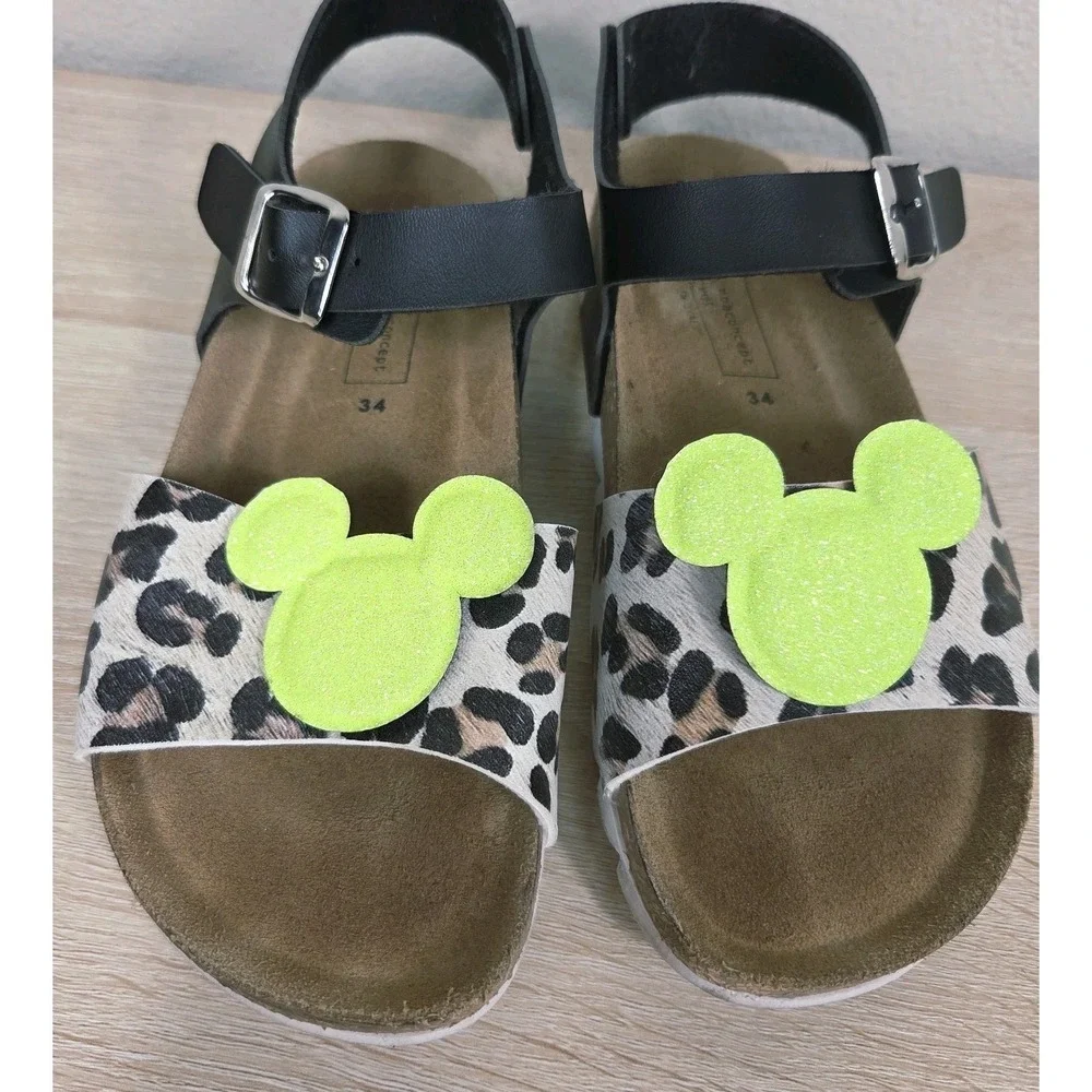 MOA Concept Disney‎ Leopard Mickey Cork Sandals Kids EU 34 Made in Italy